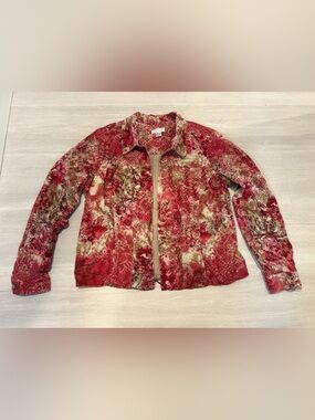 Christopher & Banks dark pink Floral Quilted Jacket with zipper